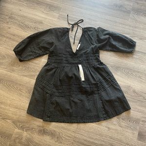 Vici Irvine Cotton Pocketed Denim Babydoll Dress